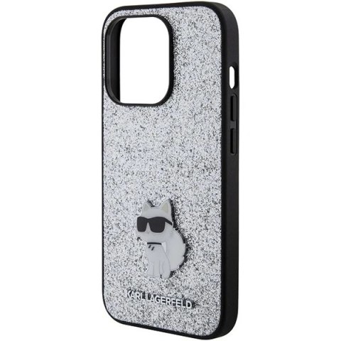 Etui Karl Lagerfeld KLHCP15LGCNPSG do iPhone 15 Pro 6.1" srebrny/silver hardcase Fixed Glitter Choupette Logo Metal Pin