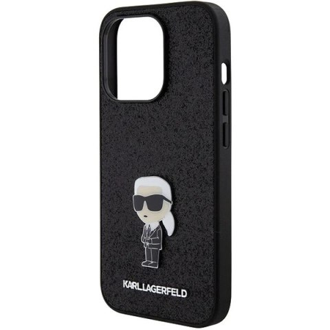Etui Karl Lagerfeld KLHCP15LGKNPSK do iPhone 15 Pro 6.1" czarny/black hardcase Fixed Glitter Ikonik Logo Metal Pin