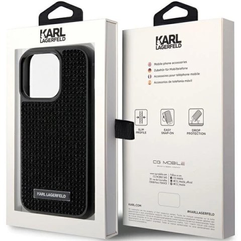 Etui Karl Lagerfeld KLHCP15LHDSPLK do iPhone 15 Pro 6.1" czarny/black hardcase Rhinestone Logo Metal Plate