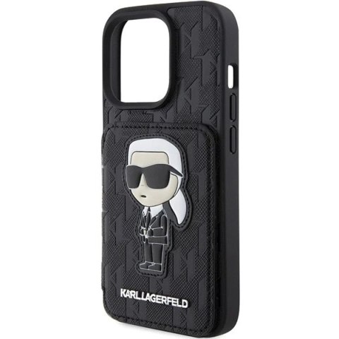 Etui Karl Lagerfeld KLHCP15LSAKKNSCK do iPhone 15 Pro 6.1" czarny/black hardcase Saffiano Cardslots and Stand Monogram Ikonik Pa