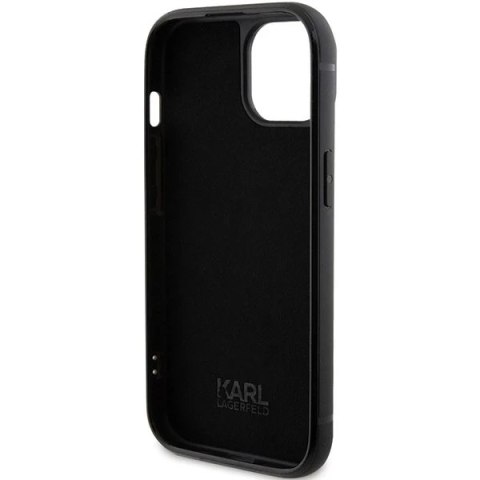 Etui Karl Lagerfeld KLHCP15SHDSPLK do iPhone 15 6.1" czarny/black hardcase Rhinestone Logo Metal Plate