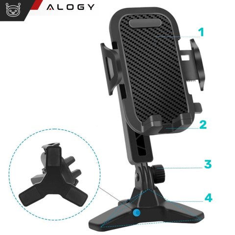 Uchwyt na telefon stojak podstawka na biurko regulowany 360 Tripod biurkowy statyw 4-7" Alogy Czarny