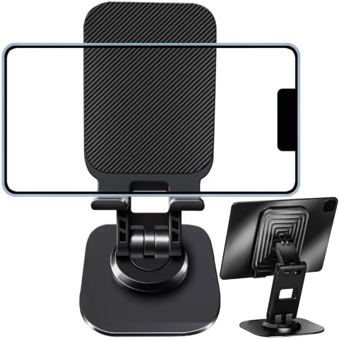 Uchwyt na telefon tablet stojak podstawka składany regulowany aluminiowy na biurko 4-12.9" 360 Alogy Czarny