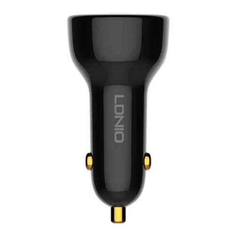 Ładowarka samochodowa LDNIO C101, USB + USB-C, 100W + kabel USB do Lightning (czarna)