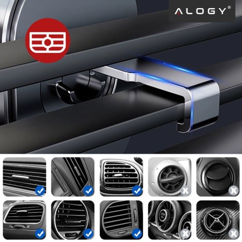 Uchwyt samochodowy na telefon szybę kratkę kokpit deskę do samochodu auta do telefonu 7" Alogy 3w1 Czarny