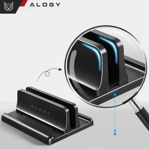 Stojak pionowy na laptopa telefon tablet 3w1 organizer uchwyt podstawka regulowana na biurko Alogy czarny