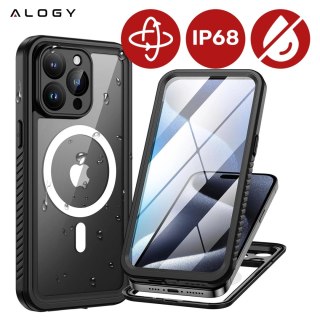 Etui do Apple iPhone 15 Pro Pancerne 360 case do Mag Safe wodoodporne Armor IP68 Alogy czarne