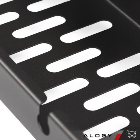 Organizer kabli pod blat półka regulowana na kable listwe biurkowy aluminiowy uchwyt Alogy Czarny