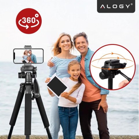 Statyw Fotograficzny Tripod Uniwersalny stojak do Kamer 1/4 uchwyt na telefon aparat 170cm Alogy Czarny