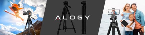 Statyw Fotograficzny Tripod Uniwersalny stojak do Kamer 1/4 uchwyt na telefon aparat 170cm Alogy Czarny