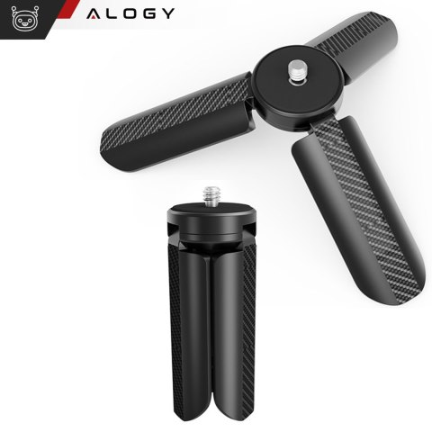 Uchwyt mini statyw na telefon aparat stojak podstawka regulowany obrotowy 360 Tripod selfie do zdjęć Alogy Czarny