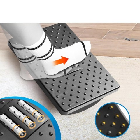 Podnóżek biurowy podstawa pod stopy nogi masaż stóp do pracy biura regulowany regulacja kąta czarny