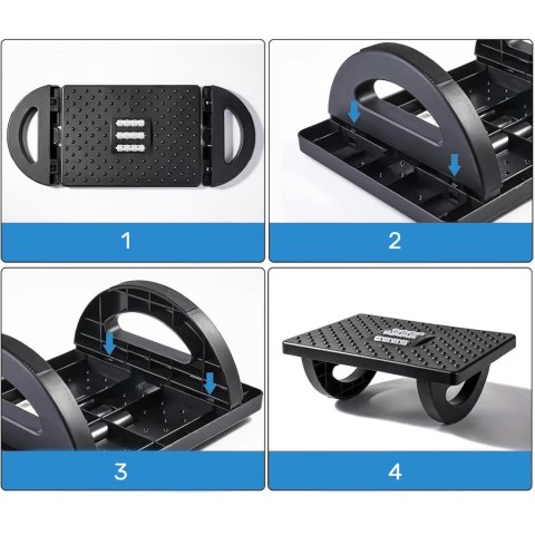 Podnóżek biurowy podstawa pod stopy nogi masaż stóp do pracy biura regulowany regulacja kąta czarny