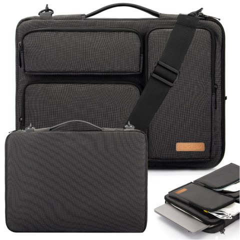 Torba Etui pokrowiec na MacBooka Air/Pro, laptopa, tablet 15.6" Alogy z paskiem na ramię Czarna