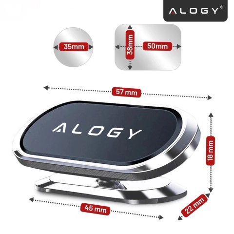 Uchwyt magnetyczny samochodowy do telefonu - uniwersalny, na kokpit i deskę rozdzielczą, stabilny i mocny - Alogy SilverMount™ S