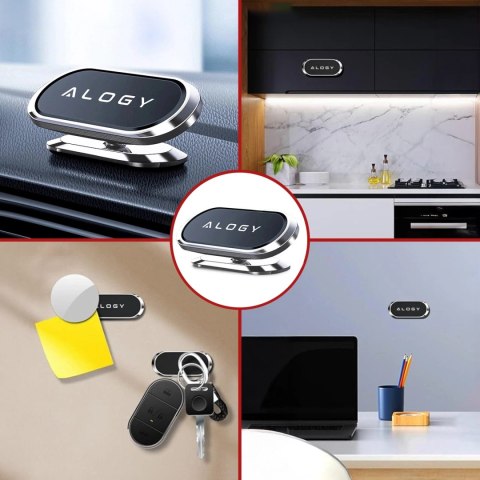 Uchwyt magnetyczny samochodowy do telefonu - uniwersalny, na kokpit i deskę rozdzielczą, stabilny i mocny - Alogy SilverMount™ S