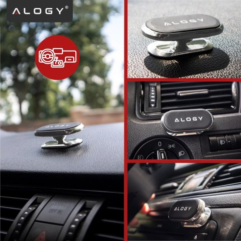 Uchwyt magnetyczny samochodowy do telefonu - uniwersalny, na kokpit i deskę rozdzielczą, stabilny i mocny - Alogy SilverMount™ S
