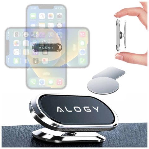 Uchwyt magnetyczny samochodowy do telefonu - uniwersalny, na kokpit i deskę rozdzielczą, stabilny i mocny - Alogy SilverMount™ S