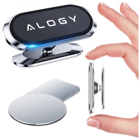 Uchwyt magnetyczny samochodowy do telefonu - uniwersalny, na kokpit i deskę rozdzielczą, stabilny i mocny - Alogy SilverMount™ S
