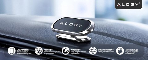 Uchwyt magnetyczny samochodowy do telefonu - uniwersalny, na kokpit i deskę rozdzielczą, stabilny i mocny - Alogy SilverMount™ S