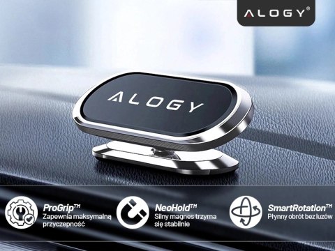 Uchwyt magnetyczny samochodowy do telefonu - uniwersalny, na kokpit i deskę rozdzielczą, stabilny i mocny - Alogy SilverMount™ S