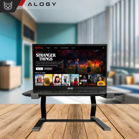 Uchwyt na laptop Macbook tablet 18" stojak podstawka składany regulowany aluminiowy na biurko 25 x 26cm Alogy Czarny
