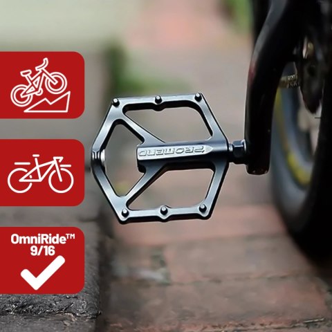 Pedały rowerowe platformowe do roweru MTB aluminiowe 9/16" Aluminium czarne komplet [2szt.]