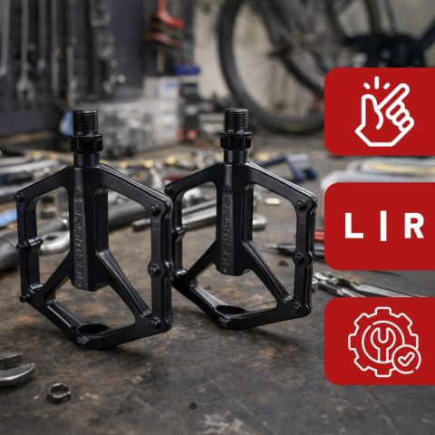 Pedały rowerowe platformowe do roweru MTB aluminiowe 9/16" Aluminium czarne komplet [2szt.]