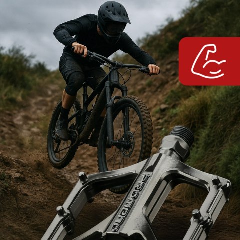 Pedały rowerowe platformowe do roweru MTB aluminiowe 9/16" Aluminium czarne komplet [2szt.]