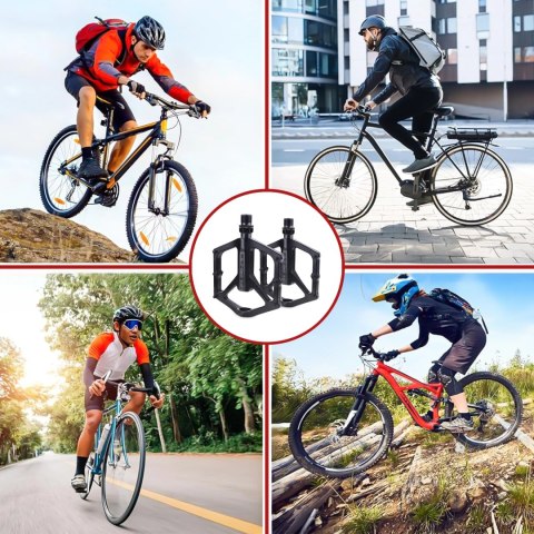 Pedały rowerowe platformowe do roweru MTB aluminiowe 9/16" Aluminium czarne komplet [2szt.]