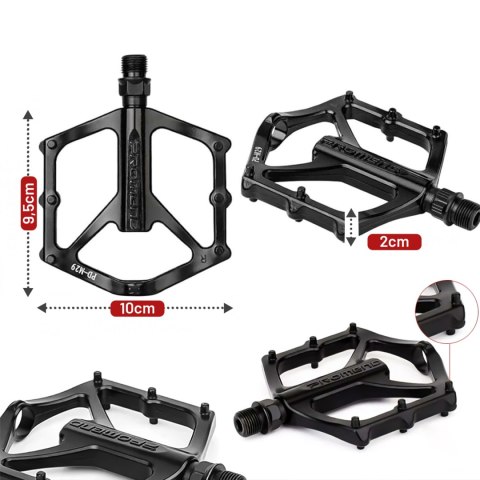 Pedały rowerowe platformowe do roweru MTB aluminiowe 9/16" Aluminium czarne komplet [2szt.]