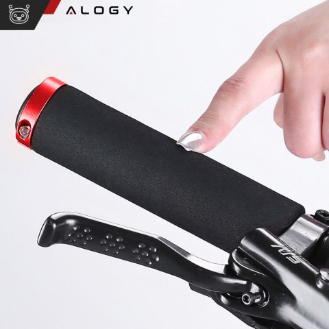 Chwyty gripy rowerowe rączki do kierownicy roweru ergonomiczne antypoślizgowe redukujące wibracje na rower Alogy [2szt.] Czarno