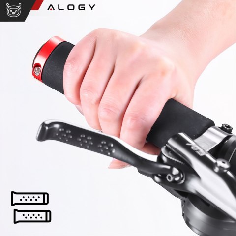 Chwyty gripy rowerowe rączki do kierownicy roweru ergonomiczne antypoślizgowe redukujące wibracje na rower Alogy [2szt.] Czarno