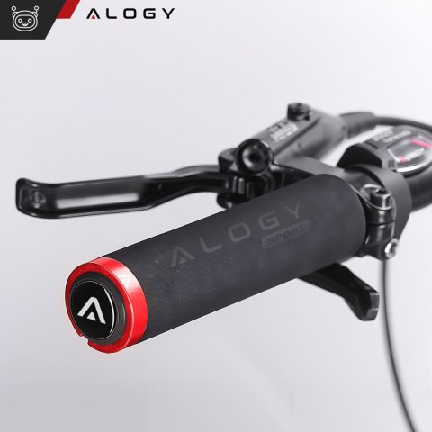 Chwyty gripy rowerowe rączki do kierownicy roweru ergonomiczne antypoślizgowe redukujące wibracje na rower Alogy [2szt.] Czarno
