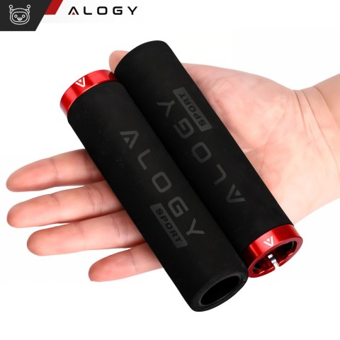 Chwyty gripy rowerowe rączki do kierownicy roweru ergonomiczne antypoślizgowe redukujące wibracje na rower Alogy [2szt.] Czarno