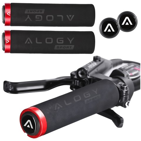 Chwyty gripy rowerowe rączki do kierownicy roweru ergonomiczne antypoślizgowe redukujące wibracje na rower Alogy [2szt.] Czarno