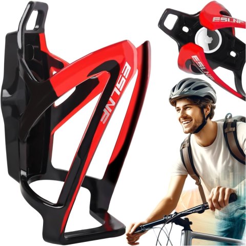 Koszyk na bidon napój butelkę wodę uchwyt rowerowy do roweru bidonu uniwersalny z miejscem na Airtag Czarno-czerwony