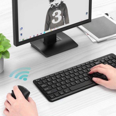 Myszka bezprzewodowa wertykalna mysz gamingowa pionowa ergonomiczna do laptopa PC praworęczna cicha Czarna