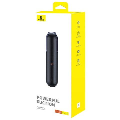 Odkurzacz samochodowy bezprzewodowy bezworkowy 30W Baseus A0 Pro 4000Pa HEPA USB-C czarny