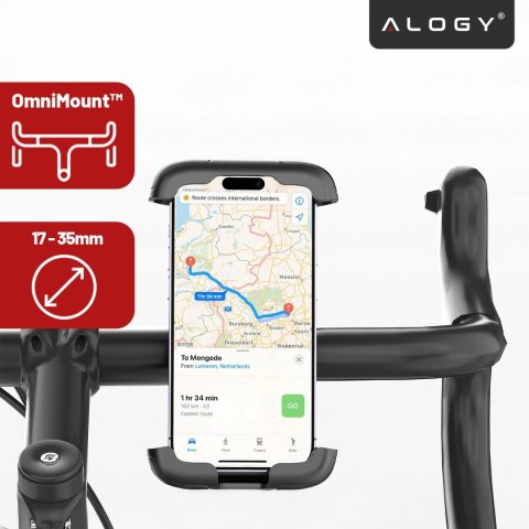 Uchwyt rowerowy do telefonu 4.7-6.8" - regulowany, obrót 360°, stabilne mocowanie na kierownicę roweru i motocykla - Alogy Sport