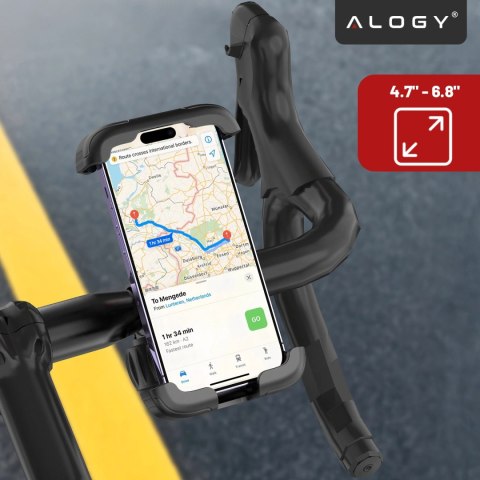 Uchwyt rowerowy do telefonu 4.7-6.8" - regulowany, obrót 360°, stabilne mocowanie na kierownicę roweru i motocykla - Alogy Sport