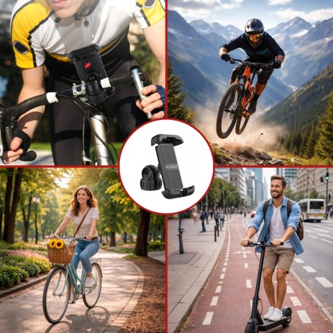 Uchwyt rowerowy do telefonu 4.7-6.8" - regulowany, obrót 360°, stabilne mocowanie na kierownicę roweru i motocykla - Alogy Sport
