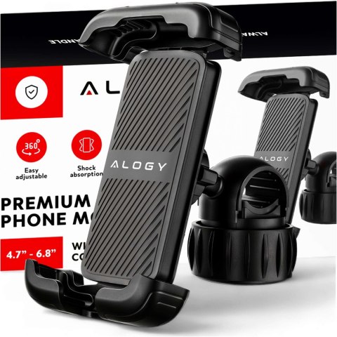 Uchwyt rowerowy do telefonu 4.7-6.8" - regulowany, obrót 360°, stabilne mocowanie na kierownicę roweru i motocykla - Alogy Sport