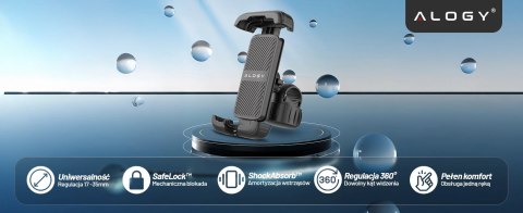 Uchwyt rowerowy do telefonu 4.7-6.8" - regulowany, obrót 360°, stabilne mocowanie na kierownicę roweru i motocykla - Alogy Sport