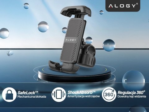 Uchwyt rowerowy do telefonu 4.7-6.8" - regulowany, obrót 360°, stabilne mocowanie na kierownicę roweru i motocykla - Alogy Sport