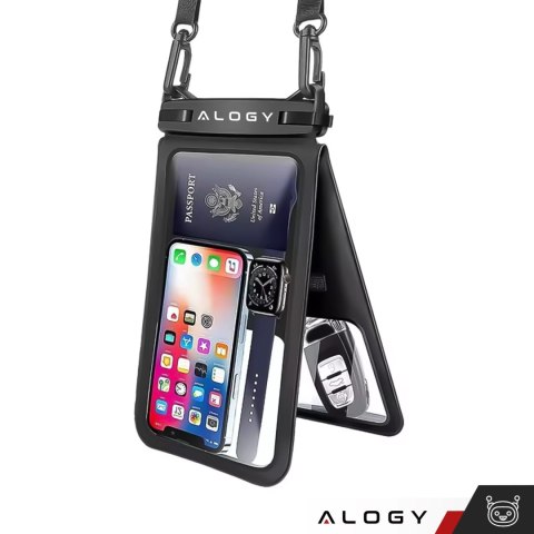 Etui wodoodporne wodoszczelne IPX8 na telefon 6.7" podwójne Case futerał Alogy Waterproof Czarne