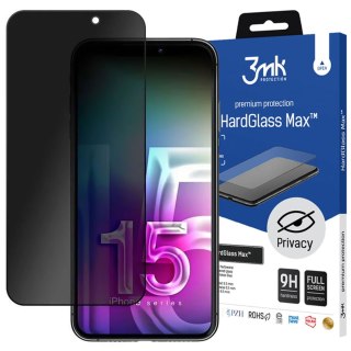 Szkło prywatyzujące do iPhone 15 Pro - 3mk HardGlass Max Privacy™ Antyszpiegowskie hartowane