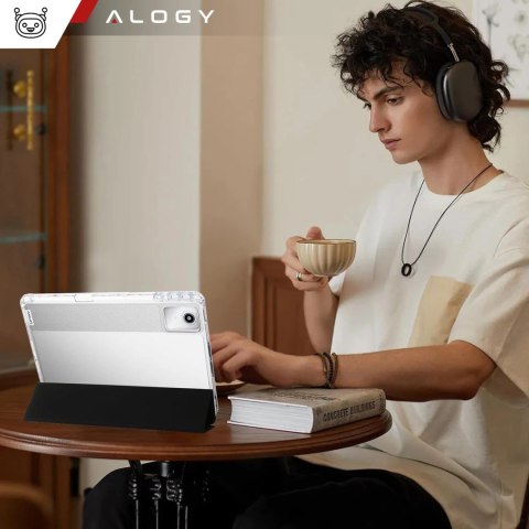 Etui do Lenovo Tab K11 / K11E 11" M11 10.95" TB330FU/TB330XU/TB331FC Smart Case Pencil z klapką obudowa Alogy Czarno-przezroczys