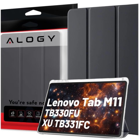 Etui do Lenovo Tab K11 / K11E 11" M11 10.95" TB330FU/TB330XU/TB331FC Smart Case Pencil z klapką obudowa Alogy Czarno-przezroczys