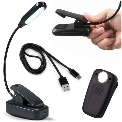 Lampka Alogy LED nocna na biurko biurkowa do czytania lampa regulowana giętka bezprzewodowa micro USB czarna